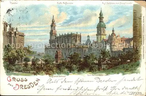 Dresden Theater Katholische Hofkirche Koenigliches Schloss Hauptwache Kat. Dresden Elbe