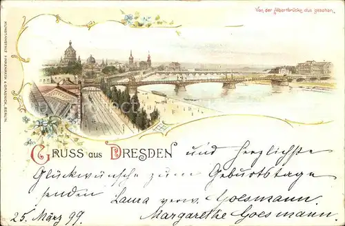 Dresden Blick von der Albertbruecke Kat. Dresden Elbe