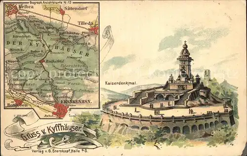 Kyffhaeuser Kaiser Wilhelm Denkmal Wanderkarte Kat. Bad Frankenhausen