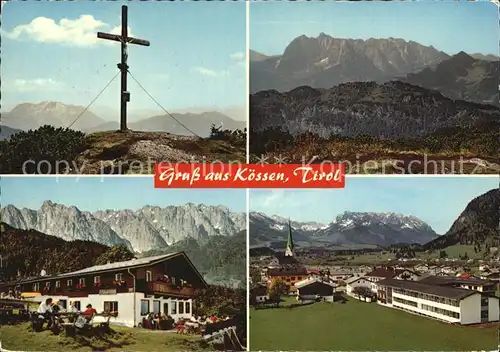 Koessen Tirol Gipfelkreuz Unterberghorn Alpengasthof Scheibenwald  Kat. Koessen