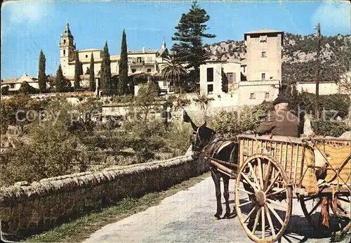 Valldemosa Teilansicht Pferdefuhrwerk Kat. Valldemosa Mallorca