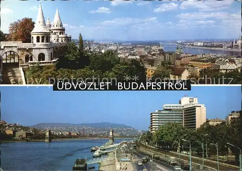 Budapest Blick ueber die Stadt Donau Bruecke Kat. Budapest