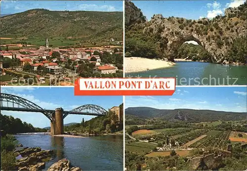 Vallon Pont d Arc Village Pont d Arc Pont de Salavas sur l Ardeche Vieux Vallon et les campings Kat. Vallon Pont d Arc