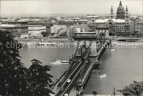 Budapest Lanchid Kettenbruecke Donau Kat. Budapest