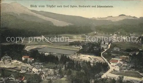 Oybin Blick vom Toepfer nach Dorf Oybin Hochwald Johannisstein Kat. Kurort Oybin