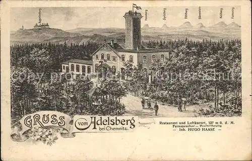 Adelsberg Chemnitz Restaurant Panoramakarte Kat. Chemnitz