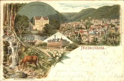 Friedrichroda Reinhardtsbrunn Wasserfall im Kuehlen Tal Kurhaus Kat. Friedrichroda