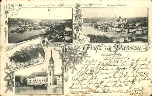 Passau Stadtansicht Donaubr?cke Festung Oberhaus Kat. Passau