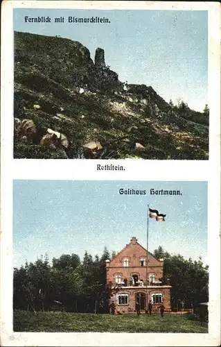 Rothstein Oberlausitz Fernblick mit Bismarckstein Gasthaus Hartmann Kat. Sohland Rotstein