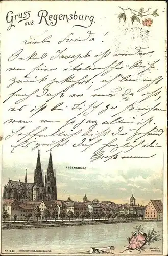 Regensburg Panorama Kuenstlerkarte Kat. Regensburg