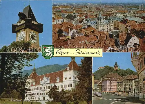 Graz Steiermark Uhrturm Rathaus Schloss Hauptplatz Kat. Graz