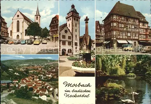 Mosbach Baden Neckartal Kirche Rathaus Fachwerkhaus Panorama Kat. Mosbach