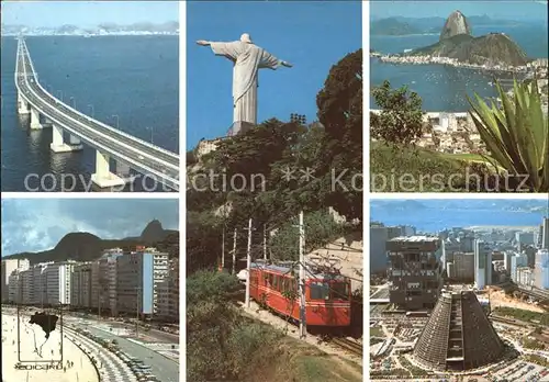 Rio de Janeiro Costa e Silva Bridge Lemes Beach Corcovads Trancar and Christ Redeemer Botafogo and Sugar Loaf New Cathedral Aerial View Kat. Rio de Janeiro