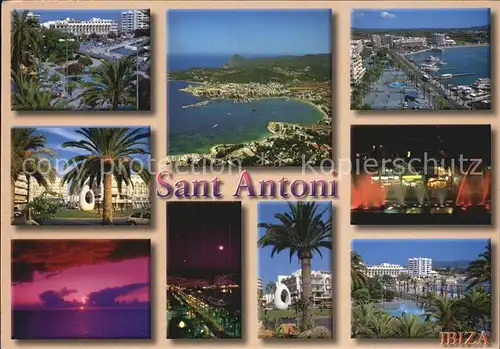 Sant Antoni de Calonge Teilansichten Bucht Promenade Nachtaufnahme Palmen Hotels Sonnenuntergang Kat. Calonge Playa de Aro