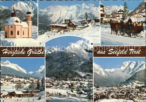 Seefeld Tirol Seekirchl Rosshuette Pferdeschlitten Karwendelgebirge Kat. Seefeld in Tirol