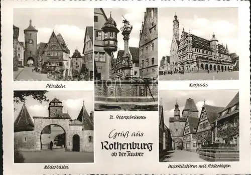 Rothenburg Tauber Roederbastei Rathaus Ploenlein Markusturm Roederbogen Kat. Rothenburg ob der Tauber