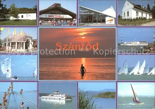 Szantod Strand Hotels Segeln Fahrgastschiffe Sonnenuntergang Surfen Kat. Ungarn