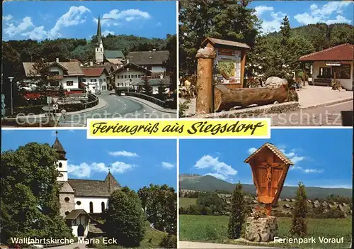 Siegsdorf Oberbayern Teilansicht Brunnen Wallfahrtskirche Maria Eck Wegekreuz Kat. Siegsdorf