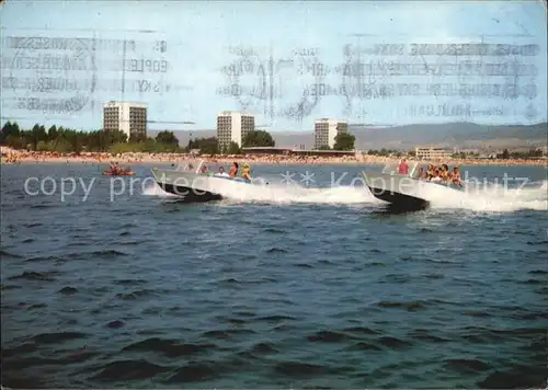 Slantschev Brjag Strandpartie Motorboote / Bulgarien /