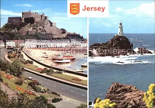 Jersey Mont Orgueil Castle and La Corbiere Lighthouse Kat. Jersey