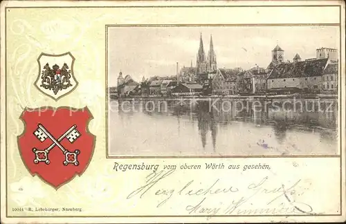 Regensburg Blick vom oberen Woerth Kat. Regensburg