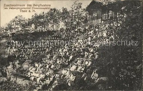 Thale Harz Zuschauerraum des Bergtheater Walpurgisrestaurant Hexentanzplatz Kat. Thale