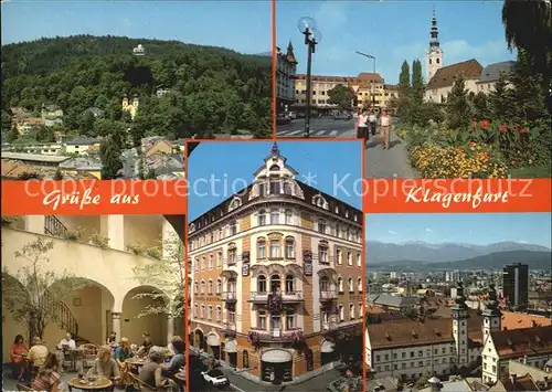 Klagenfurt Woerthersee Blick vom Stadtpfarrturm zum Kreuzberg mit Sternwarte Heiligengeisterplatz Altstadt