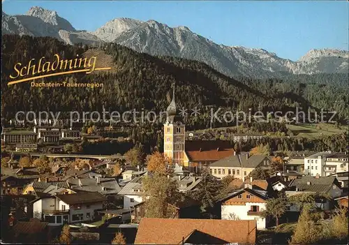 Schladming Obersteiermark Blick gegen das Dachsteinmassiv mit Eselstein und Guttenberghaus Kat. Schladming