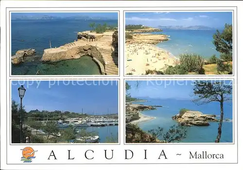 Alcudia Mallorca Panorama Kueste Strand Felsen Yachthafen Kat. Spanien