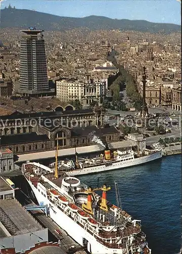 Barcelona Cataluna Detalle del Puerto Ciudad al fondo Hafen Passagierschiff Kat. Barcelona