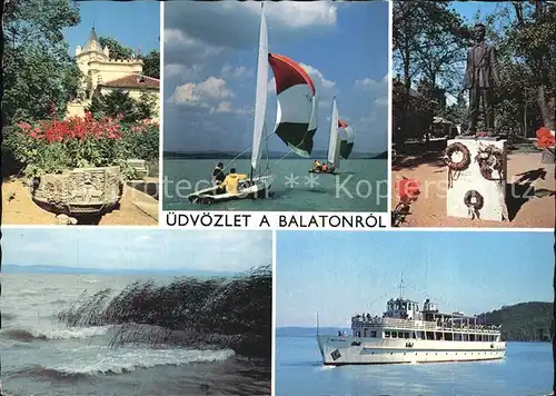 Balaton Plattensee Segeln Denkmal Faehre Kueste Kat. Ungarn