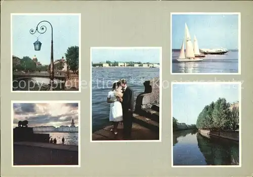Leningrad St Petersburg Laterne Segelboot Denkmal Hochzeitspaar Kat. Russische Foederation