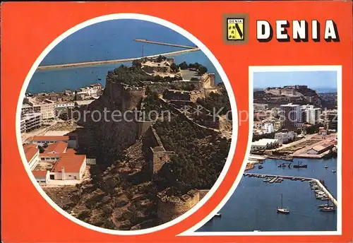 Denia Festung Stadtmauer Hafen Fliegeraufnahme Kat. Alicante