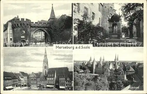 Merseburg Saale Krummes Tor Rabenkaefig Schlosshof Marktplatz Kat. Merseburg