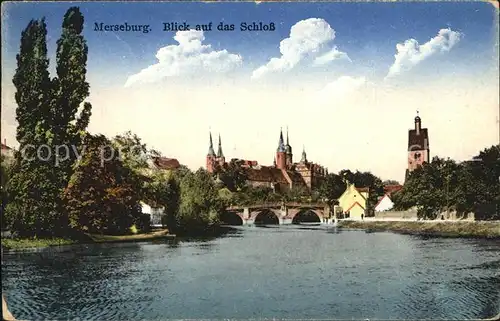 Merseburg Saale Blick auf Schloss Kat. Merseburg