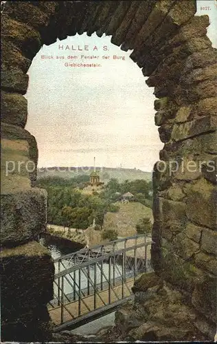 Halle Saale Blick aus dem Fenster der Burg Giebichenstein Kat. Halle