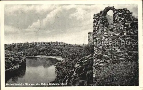 Halle Saale Blick von der Ruine Giebichenstein Kat. Halle