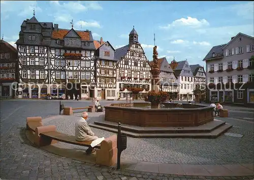 Butzbach Marktplatz Brunnen Fachwerkhaeuser Kat. Butzbach