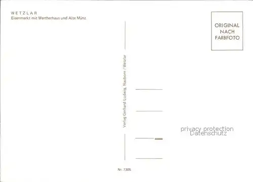 Wetzlar Eisenmarkt Wertherhaus Alte Muenz Fachwerkhaeuser Kat. Wetzlar