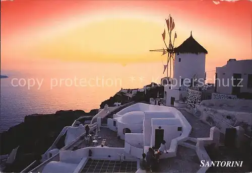 Santorin Thira Thera Sonnenuntergang Windmuehle Kat. 