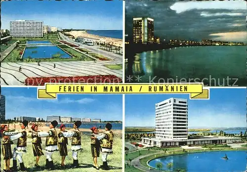 Mamaia Hotelanlage Swimming Pool Volkstanz Nachtaufnahme Kat. Rumaenien