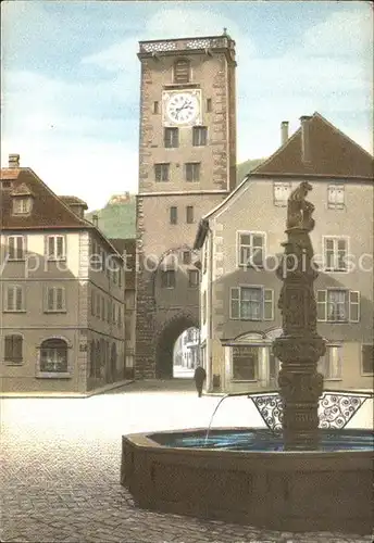 Ribeauville Haut Rhin Elsass Place de l Hotel de Ville Tour des Bouchers Fontaine Kat. Ribeauville