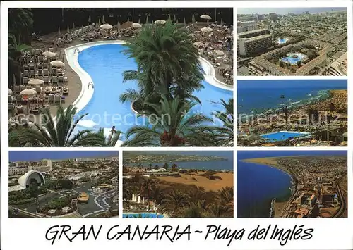 Playa del Ingles Gran Canaria Hotelanlage Swimming Pool Strand Fliegeraufnahme Kat. San Bartolome de Tirajana
