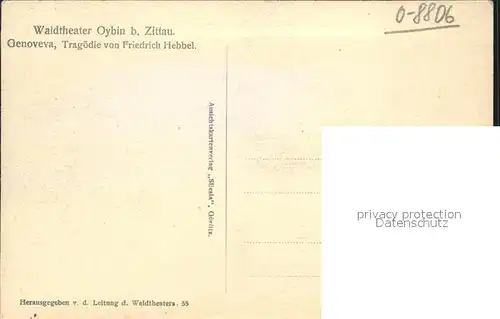Oybin Waldtheater Genoveva Tragoedie von Friedrich Hebbel Kat. Kurort Oybin