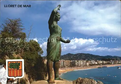 Lloret de Mar Monumento a La Mujer Marinera Playa Statue Strand Kat. Costa Brava Spanien