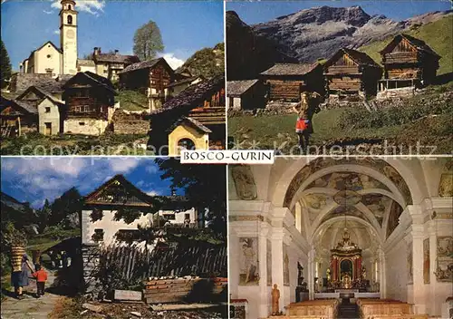 Bosco Gurin Teilansichten Walserdorf Berghuetten Kirche Kat. Bosco Gurin