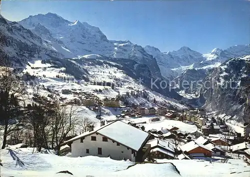Wengen BE mit Jungfrau und Breithorn Berner Alpen Kat. Wengen