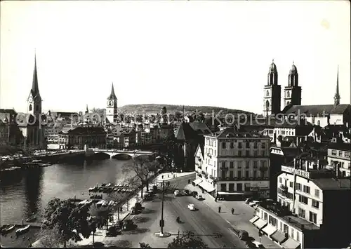 Zuerich ZH Altstadt Limmat Kirche Muenster