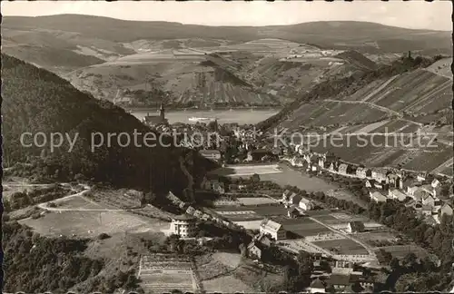 Lorch Rheingau Wispertal mit Jugendherberge Fliegeraufnahme Kat. Lorch