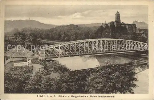 Halle Saale Blick von der Bergschenke zur Ruine Giebichenstein Kat. Halle